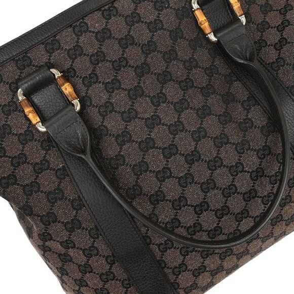 Gucci Brown Bamboo GG Handbag - Picture 3 of 10